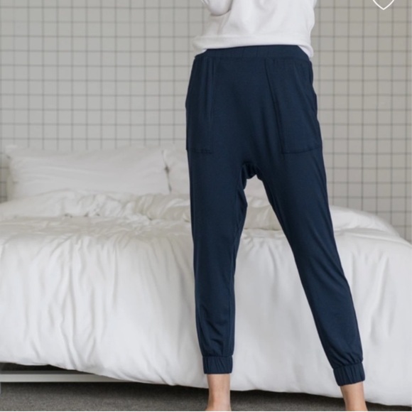 Lunya Siro Soft Modal Navy Deep Blue Draped Drop Crotch...